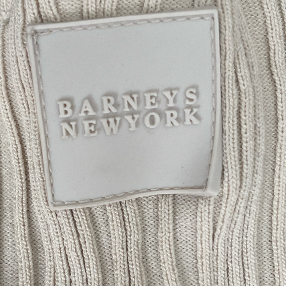 Barneys New York Cream Ribbed Long Sleeve Dress - Picture 7 of 8